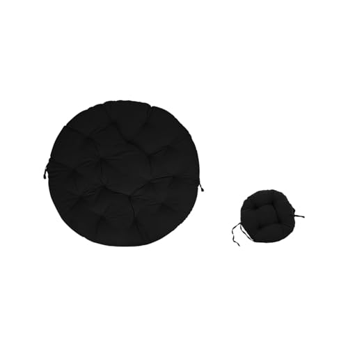 WEOKDFHA Hängekorb-Stuhlkissen Stuhlkissen, getuftetes Luftkissen mit rundem Kissen, Outdoor-Kissen rutschfesten Bändern(Black,112x112CM) von WEOKDFHA