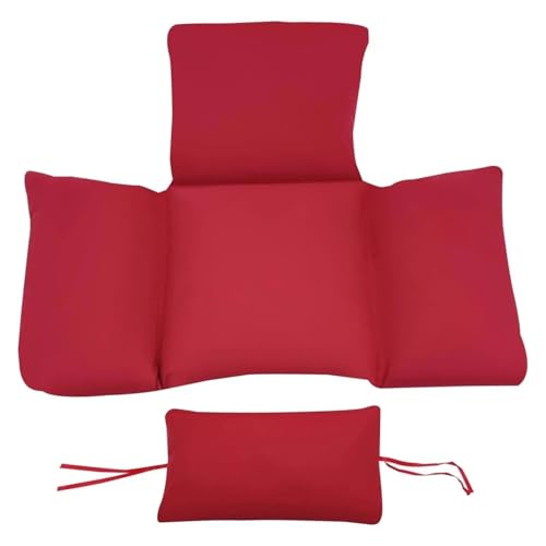 WEOKDFHA Hängekorb-Stuhlkissen Verdicktes Hängesesselkissen, abnehmbares Hängekorb-Stuhlkissen, mit Kopfstütze for den Innen- und Außenbereich im Terrassengarten(Red) von WEOKDFHA