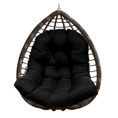 WEOKDFHA Hängekorb-Stuhlkissen Wasserdichtes Hängekorbkissen for Schaukeln, verdicktes, weiches Eierstuhlpolster, Sitzkissen for Garten, drinnen und draußen, Terrasse for Rattanstühle(Black) von WEOKDFHA