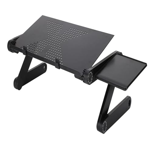 WEOKDFHA Klappbarer Nachttisch Klappbarer Betttisch, Aluminium-Laptop-Klapptisch, Computer-Schreibtischständer, Lazy Stand, 360 Grad drehbar, multifunktionaler tragbarer Tisch, Schwarz von WEOKDFHA