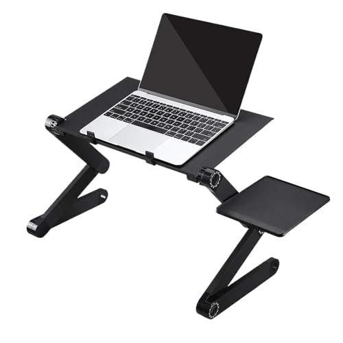 WEOKDFHA Klappbarer Nachttisch Klappbarer Betttisch, Computertisch, tragbarer, Verstellbarer, Faltbarer for Laptops, Laptop-Computer, Klapptisch, belüfteter Bettgebrauch(Black 480mm Big Fan) von WEOKDFHA