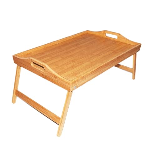 WEOKDFHA Klappbarer Nachttisch Klappbarer Betttisch for Zuhause, Betttablett aus Bambusholz, tragbarer klappbarer Laptop-Schreibtisch, Serviertisch for Tee und Essen, auf dem Bett von WEOKDFHA