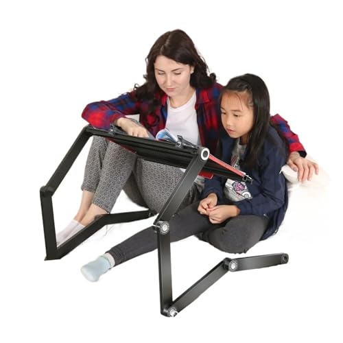 WEOKDFHA Klappbarer Nachttisch Tragbarer, zusammenklappbarer, höhenverstellbarer Computertisch for Liegen im Bett, Spielen, Lernen und Lesen, Laptop-Tischständer, Lazy Workbench(Black) von WEOKDFHA