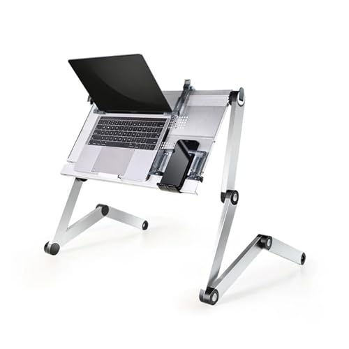 WEOKDFHA Klappbarer Nachttisch Tragbarer, zusammenklappbarer, höhenverstellbarer Computertisch for Liegen im Bett, Spielen, Lernen und Lesen, Laptop-Tischständer, Lazy Workbench(Silver) von WEOKDFHA