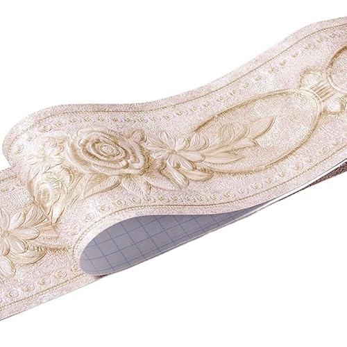 WEOKDFHA selbstklebende bordüre aufkleber 1 Rolle/Pack Taille Bordüre Wasserdichte Wandaufkleber 3D Relief Rustikale Fliesen Wohnzimmer Badezimmer 5M Länge Selbstklebende Linie(Brown peony) von WEOKDFHA