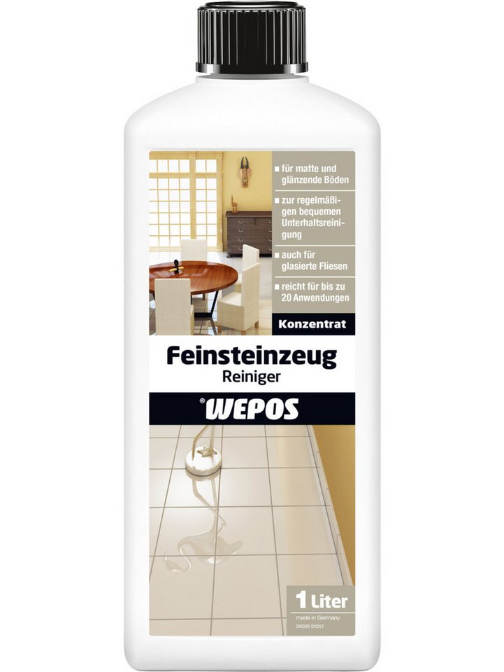 WEPOS CHEMIE GMBH Wepos Feinsteinzeug-Reiniger 1 L Vinyl- und Designbodenreiniger WEPOS CHEMIE GMBH Wepos Feinsteinzeug-Reiniger 1 L Vinyl- und Designbodenreiniger von WEPOS CHEMIE GMBH