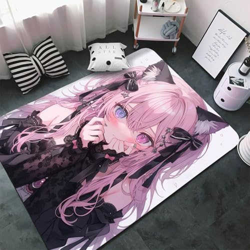 WEQEER Anime Mädchen Teppich Kinderteppich Anime Flanell Teppich kurzflor Spielteppich Kinderzimmer Teppich für Schlafzimmer Spielzimmer (1,80x120cm) von WEQEER