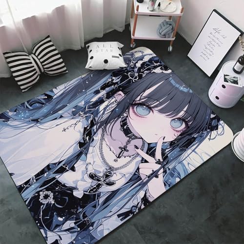 WEQEER Anime Mädchen Teppich Kinderteppich Anime Flanell Teppich kurzflor Spielteppich Kinderzimmer Teppich für Schlafzimmer Spielzimmer (2,80x160cm) von WEQEER