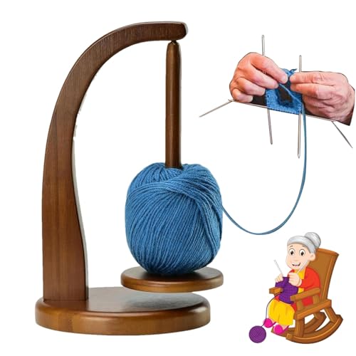 WEQEER Wollabwickler, rotierender Magnetischer Wollknäuelhalter, Holz Zum Stricken Und Häkeln, Garnhalter, Garnrollenhalter Häkel Strick Zubehör (A) von WEQEER