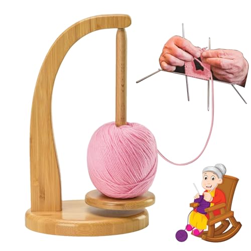 WEQEER Wollabwickler, rotierender Magnetischer Wollknäuelhalter, Holz Zum Stricken Und Häkeln, Garnhalter, Garnrollenhalter Häkel Strick Zubehör (B) von WEQEER