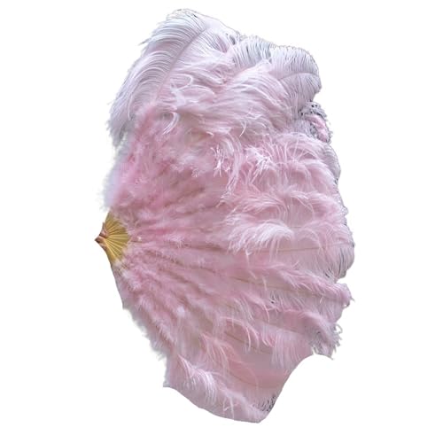 1-2 STÜCKE Federfächer 90-130 cm Große Hand Faltfächer Karneval Bühnenauftritt Zubehör Für Kostüm Halloween Tanzshow Tee Party(Light Pink,90CM 1PCS) von WEQYFDC