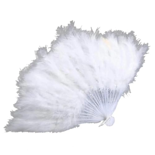Hochzeit Feder Fan Braut Handheld Nicht-Falten Fans Hochzeit Foto Schießen Pose Hause Dekoration Prop Für Kostüm Halloween Tanzshow Tee Party(WHITE) von WEQYFDC