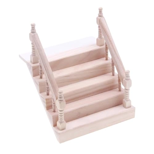 WEQYFDC 1:12 Puppenhaus Miniatur Handlauf Treppe Holz Szene Plain Stairway Modelle Mini Treppen Möbel Zimmer Dekor von WEQYFDC