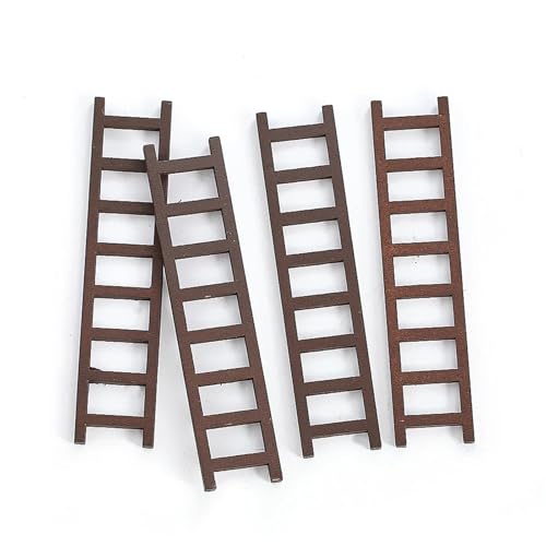 WEQYFDC 4PCS Mini Leiter Simulierte Szene Requisiten Hause Dekoration Miniaturen Handwerk Garten Landschaft Zubehör Holz Handwerk Zier von WEQYFDC