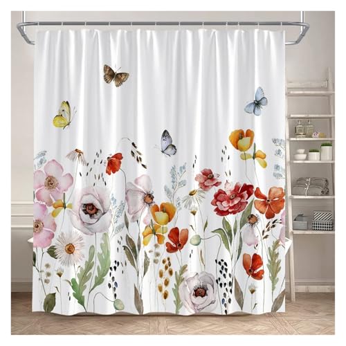 WEQYFDC Blätter Duschvorhänge Herbst Braun Blatt Aquarell Pflanzen Modern Bad Vorhang Polyester Stoff Home Badezimmer Dekor(Color:3,47x70in) von WEQYFDC
