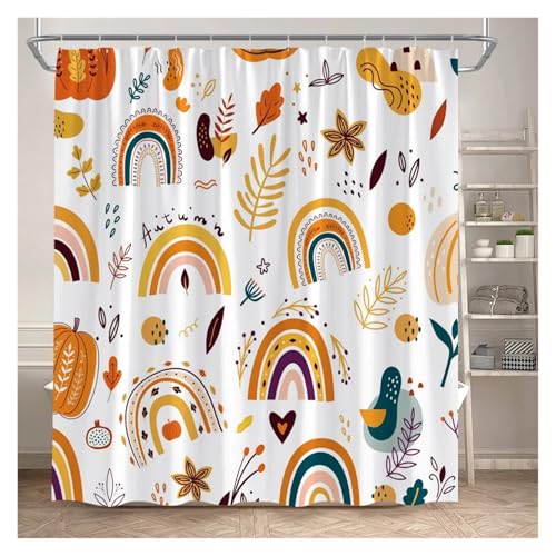 WEQYFDC Blätter Duschvorhänge Herbst Braun Blatt Aquarell Pflanzen Modern Bad Vorhang Polyester Stoff Home Badezimmer Dekor(Color:4,47x70in) von WEQYFDC
