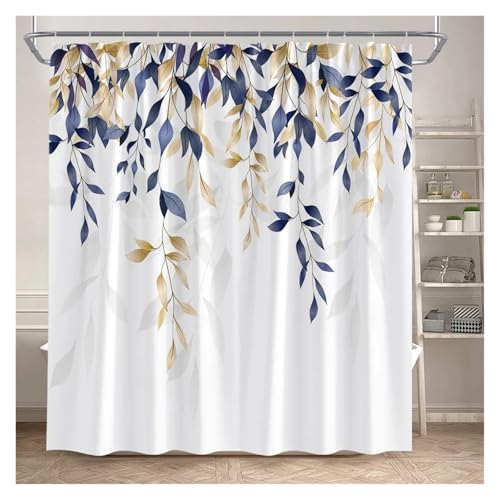 WEQYFDC Blätter Duschvorhänge Herbst Braun Blatt Aquarell Pflanzen Modern Bad Vorhang Polyester Stoff Home Badezimmer Dekor(Color:6,94x70in) von WEQYFDC