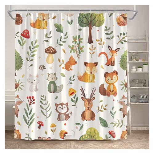 WEQYFDC Blätter Duschvorhänge Herbst Braun Blatt Aquarell Pflanzen Modern Bad Vorhang Polyester Stoff Home Badezimmer Dekor(Color:8,86x70in) von WEQYFDC