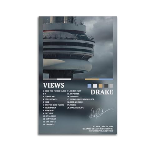 WEQYWEY Drake Album Views Poster, Wandkunst, Leinwand, Vintage-Musik und Filme, ästhetisches Poster, dekoratives Gemälde, Wohnzimmer, Schlafzimmer, Dekoration, 30 x 45 cm, ungerahmter Stil WEQYWEY Drake Album Views Poster, Wandkunst, Leinwand, Vintage-Musik und Filme, ästhetisches Poster, dekoratives Gemälde, Wohnzimmer, Schlafzimmer, Dekoration, 30 x 45 cm, ungerahmter Stil von WEQYWEY