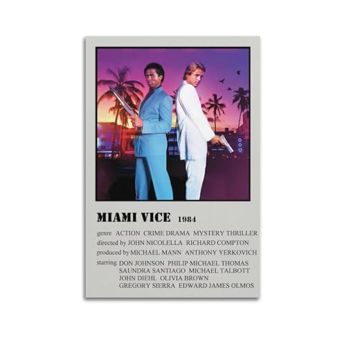 WEQYWEY Poster auf Leinwand, Motiv: Miami Vice 1984 (3), Vintage-Musik und Filme, ästhetisches Poster, dekoratives Gemälde, Wohnzimmer, Schlafzimmer, Dekoration, 20 x 30 cm, ungerahmter Stil von WEQYWEY