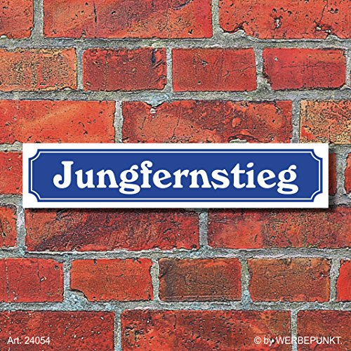 (24054) Schild im Straßenschild-Design "Jungfernstieg", 3 mm Alu-Verbund - 52 x 11 cm von WERBEPUNKT.