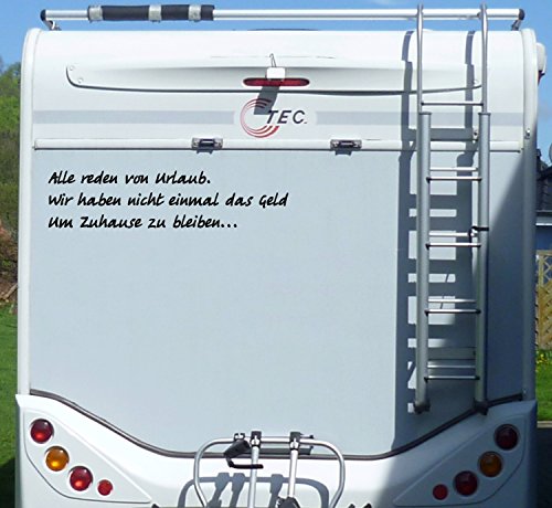 WERBEPUNKT. Aufkleber Alle reden von Urlaub Wohnmobil Wohnwagen Camping Camper Caravan Auto - 100 cm/Schwarz von WERBEPUNKT.