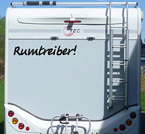 WERBEPUNKT. Aufkleber Rumtreiber Wohnmobil Wohnwagen Camper Camping Caravan Auto - 100 cm/Schwarz von WERBEPUNKT.