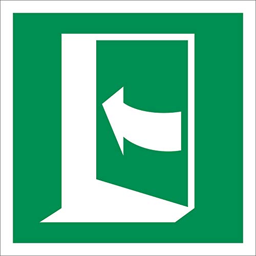 Drücken links Rettungszeichen Rettungswegschild Aufkleber Nachleuchtend ASR A1.3 200 x 200 mm von Werbepunkt.