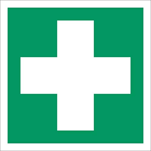 Erste Hilfe Rettungszeichen Rettungswegschild Aufkleber Nachleuchtend ASR A1.3 200 x 200 mm von Werbepunkt.