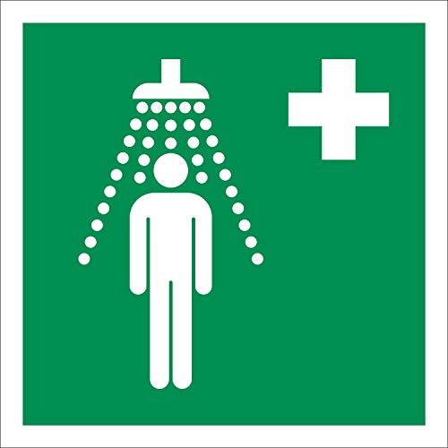 Notdusche Rettungszeichen Rettungswegschild Schild Nachleuchtend ASR A1.3 400 x 400 mm von WERBEPUNKT.