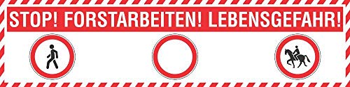 PVC Werbebanner Banner Plane Forstarbeiten Waldarbeiten Absperrung Forst Ösen 2000 x 500 mm von WERBEPUNKT.
