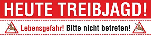 PVC Werbebanner Banner Plane Heute Treibjagd Jagd Warnung mit Ösen, 2000 x 500 mm von WERBEPUNKT.