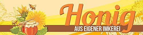 PVC Werbebanner Banner Plane Honig aus eigener Imkerei Ösen 2000 x 500 mm von WERBEPUNKT.