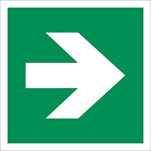 Pfeil 90° Rettungszeichen Rettungswegschild Schild Nachleuchtend ASR A1.3 400 x 400 mm von WERBEPUNKT.