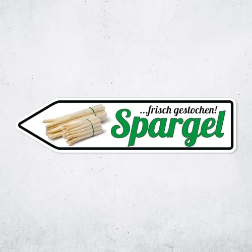 Pfeilschild "Spargel ?frisch gestochen!" ? Hochwertiges Schild für den Außenbereich 3 mm Alu-Verbund in Pfeilform 40 x 10 cm links von WERBEPUNKT.