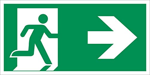 Rechts Fluchtwegschild Rettungswegschild Aufkleber Nachleuchtend ASR A1.3 400 x 200 mm von Werbepunkt.