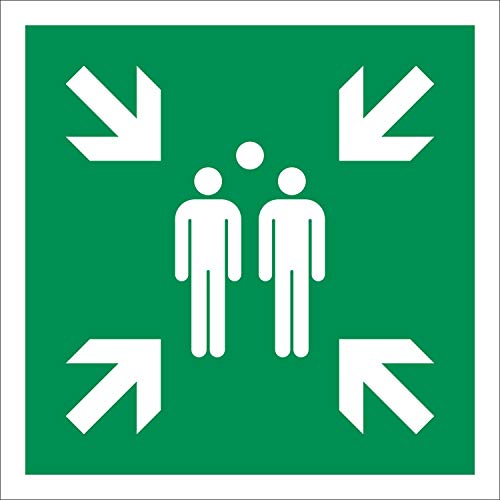 Sammelstelle Rettungszeichen Rettungswegschild Aufkleber Nachleuchtend ASR A1.3 400 x 400 mm von Werbepunkt.