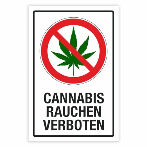 Schild Cannabis rauchen verboten Hinweisschild 3 mm Alu-Verbund 300 x 200 mm von WERBEPUNKT.