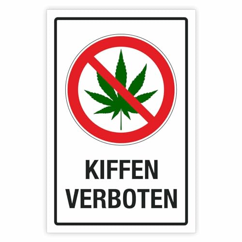Schild Kiffen verboten Cannabis Hinweisschild 3 mm Alu-Verbund 300 x 200 mm von WERBEPUNKT.