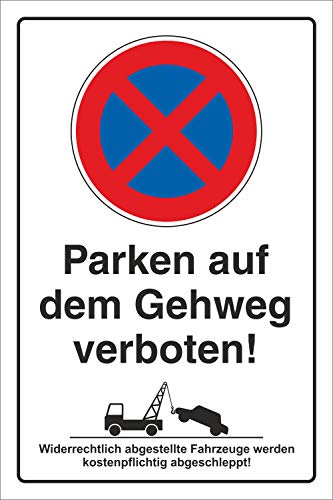 Schild Parken auf dem Gehweg verboten Parkverbot Halteverbot 3 mm Alu-Verbund 450 x 300 mm von WERBEPUNKT.