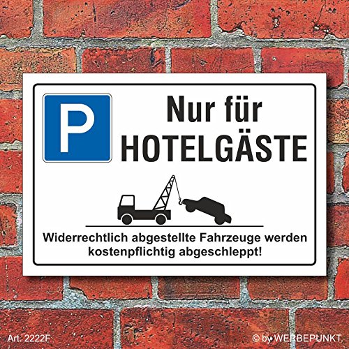 Schild Parkplatz, Hotelgäste, 3 mm Alu-Verbund (600 x 400 mm) [2222f] von WERBEPUNKT.