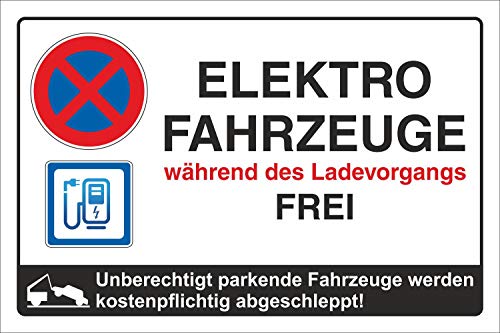 Schild Parkplatz Stellplatz Elektrofahrzeuge Ladevorgang frei 3 mm Alu-Verbund 600 x 400 mm von WERBEPUNKT.