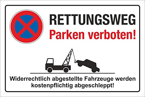 Schild Parkverbot Halteverbot Rettungsweg Parken verboten 3 mm Alu-Vebund 600 x 400 mm Schild Parkverbot Halteverbot Rettungsweg Parken verboten 3 mm Alu-Vebund 600 x 400 mm von Werbepunkt.