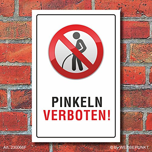 Schild "Pinkeln verboten urinieren pissen" 3mm Alu-Verbund, 300 x 200 mm von WERBEPUNKT.