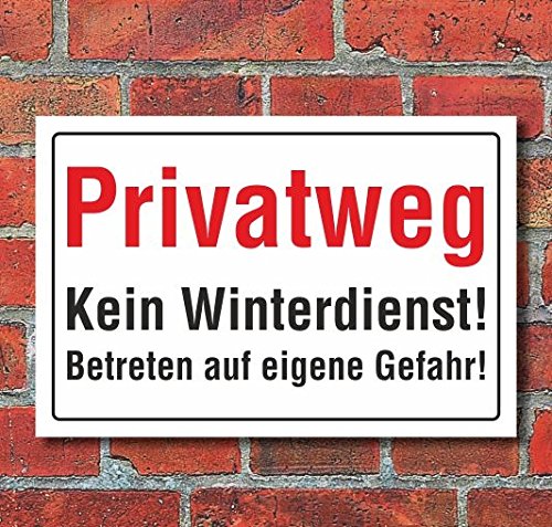 Schild Privatweg, kein Winterdienst, 3 mm Alu-Verbund (450 x 300 mm) von WERBEPUNKT.