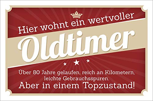 Schild Retro Vintage Geburtstag Geschenk Oldtimer 80 80er achtzig Alu-Verbund 300 x 200 mm von WERBEPUNKT.