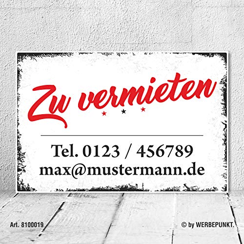 Schild Vintage Shabby Holzschild Dekoschild Zu vermieten verkaufen Wunschtext von WERBEPUNKT.