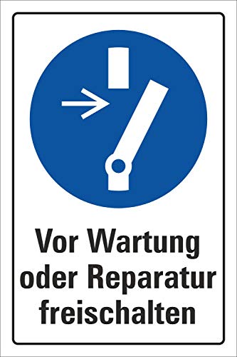 Schild Wartung freischalten, DIN ISO 7010, 3 mm Alu-Verbund 450 x 300 mm von WERBEPUNKT.