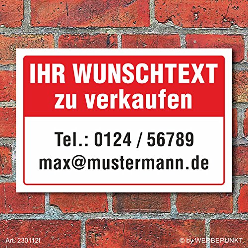 Schild Zu verkaufen Wunschtext Vermieten Haus Angebot wetterfest 3mm Alu-Verbund 450 x 300 mm Schild Zu verkaufen Wunschtext Vermieten Haus Angebot wetterfest 3mm Alu-Verbund 450 x 300 mm von Werbepunkt.