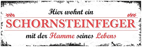 Vintage Shabby Holzschild Hier wohnt ein Schornsteinfeger mit der Flamme von WERBEPUNKT.
